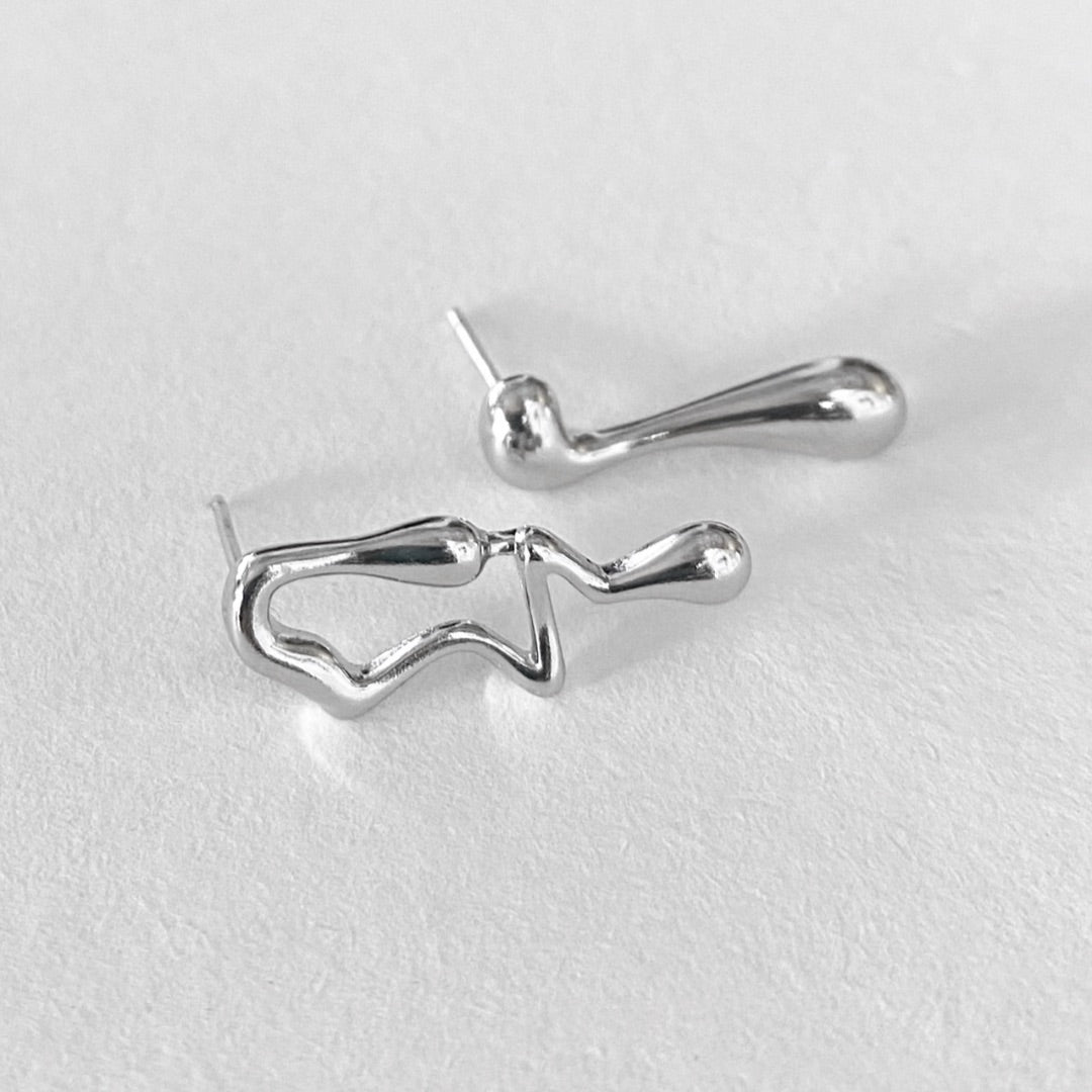 Sterling silver lava drop stud earrings