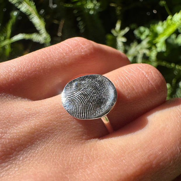 Fingerprint or Pet Print Ring in Sterling Silver or 9ct Gold
