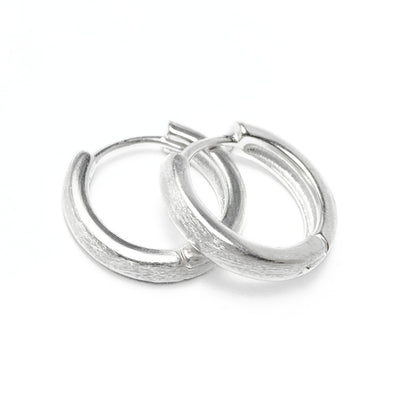 Brushed sterling silver huggie earrings