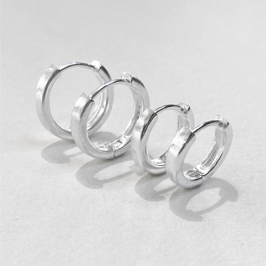 Brushed silver hoop earrings