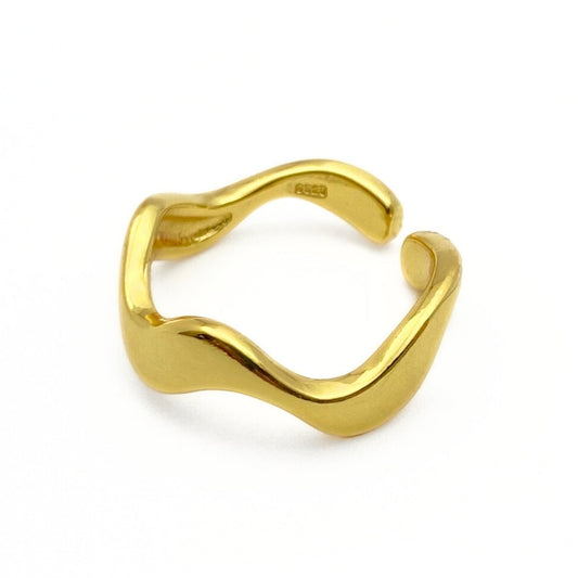 Adjustable gold wave ring