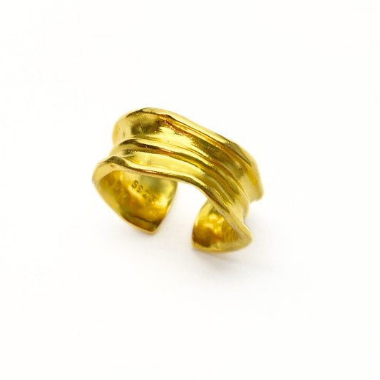 Thick gold handmade cuff ring