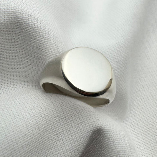 Rough silver signet ring