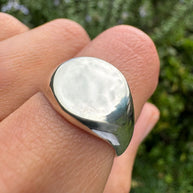 Rough silver signet ring