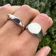 Rough silver signet ring