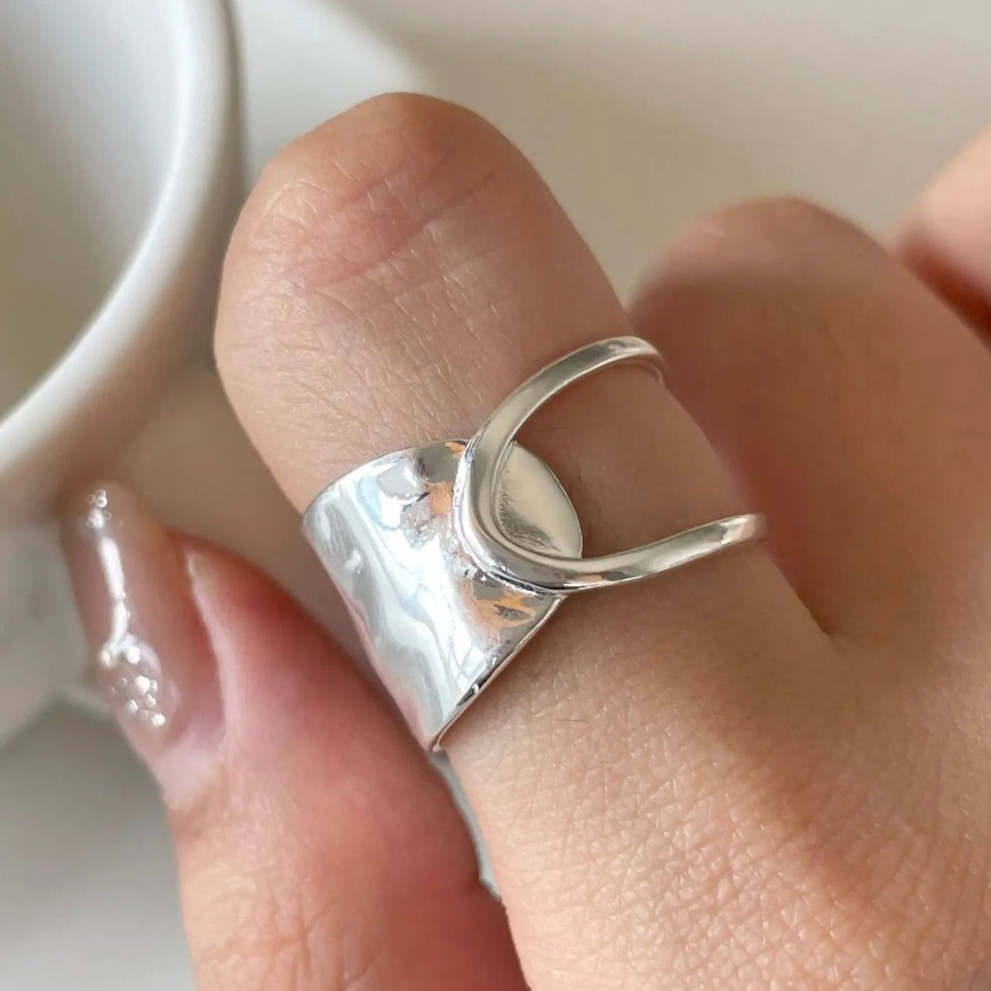 Sterling silver double loop ring