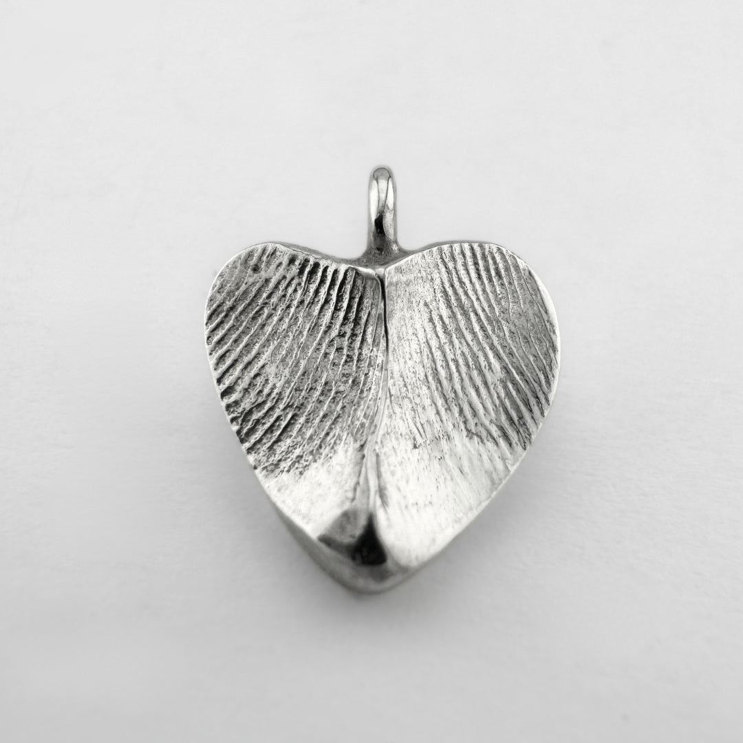Sterling silver fingerprint heart pendant