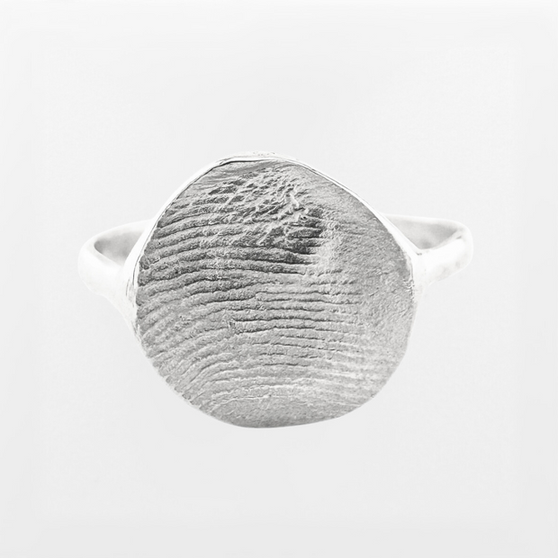 Silver fingerprint on light grey background