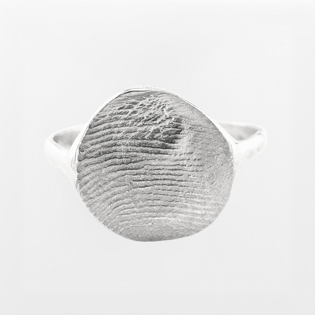 Silver fingerprint on light grey background