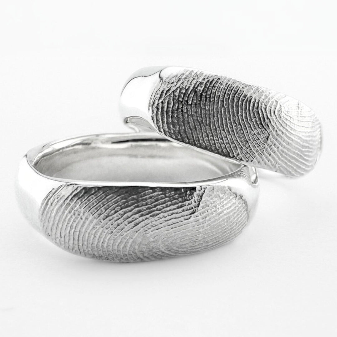 Fingerprint or Pet Print Ring Band in Sterling Silver or 9ct Gold