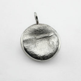 Sterling silver fingerprint pendant on light grey background