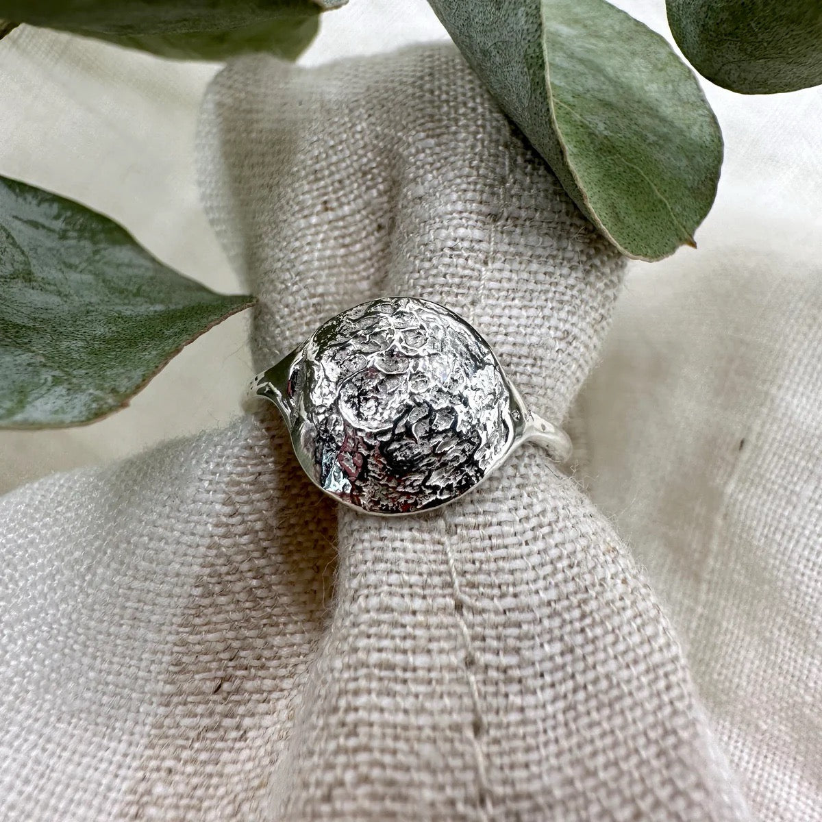 Sterling Silver ring made from the impression of dogs nose