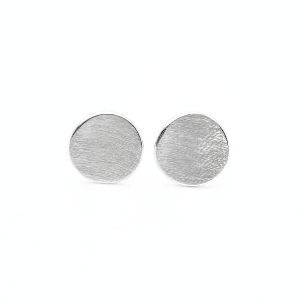 Brushed sterling silver stud earrings