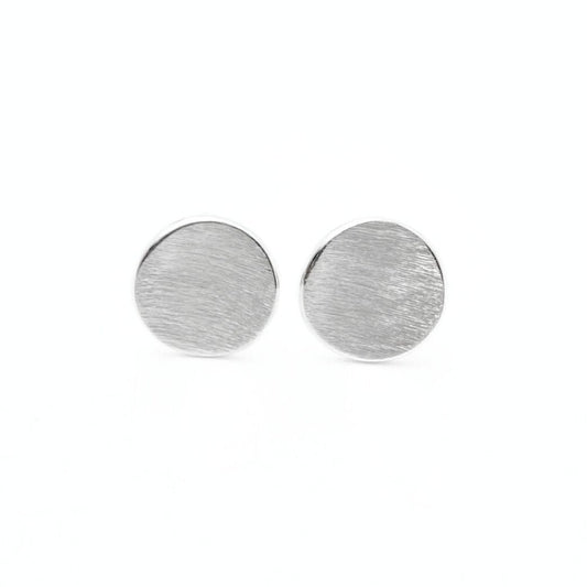 Brushed sterling silver stud earrings