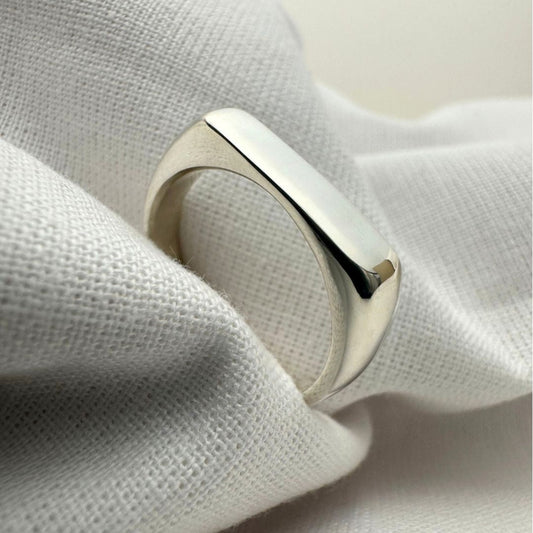 Thin Signet Ring in Sterling Silver or 9ct Gold